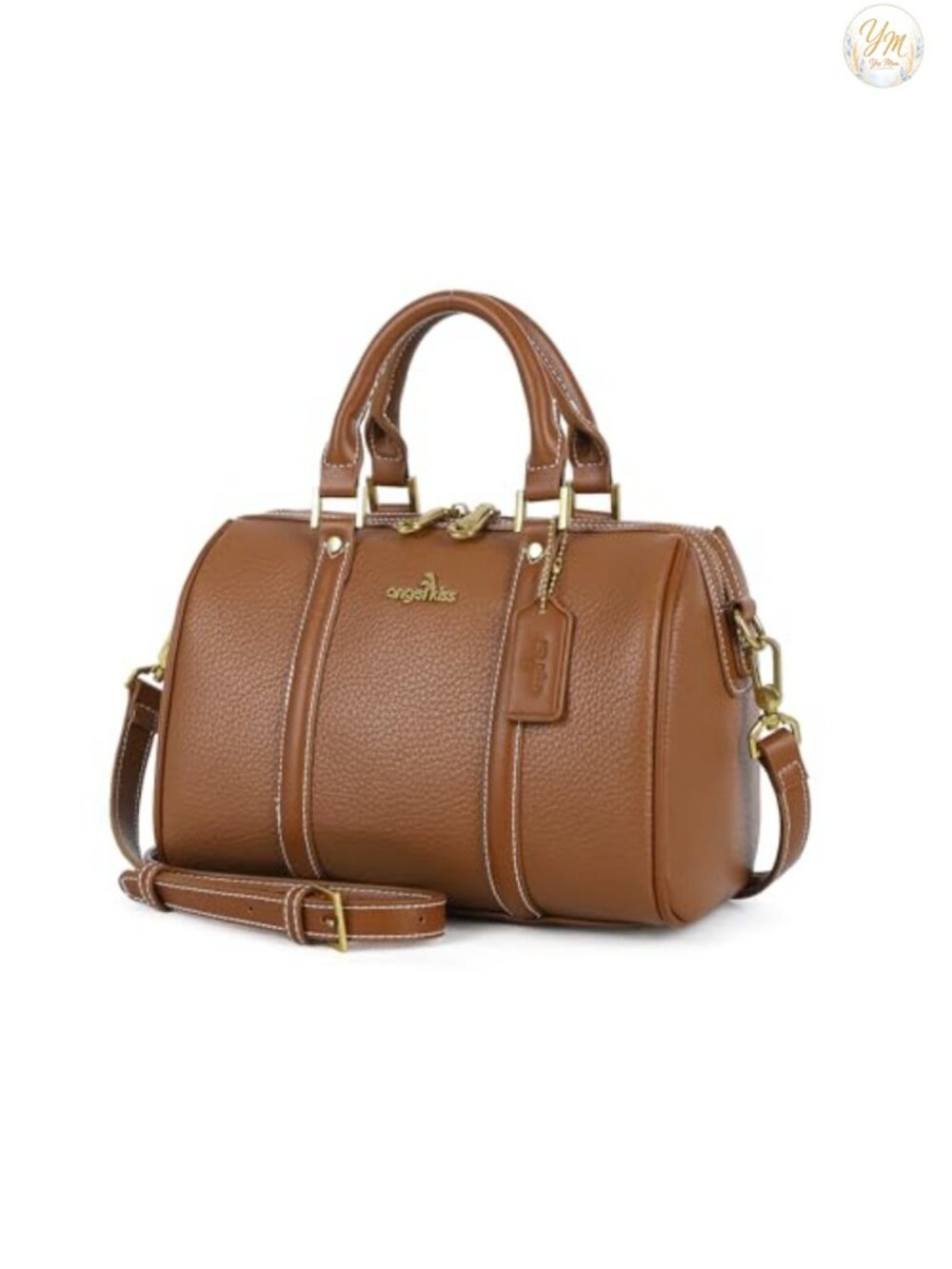 Vegan Leather Satchel Handbag Top Handle Crossbody Barrel Bag Women's Purse
